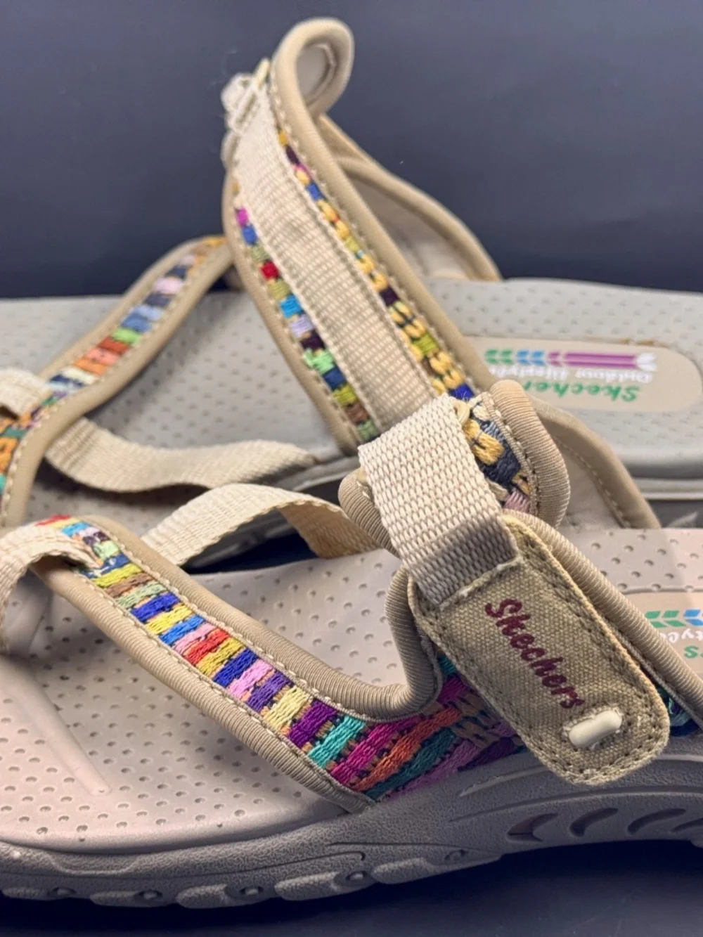 Women's Skechers Size 8 Reggae - Mad Swag - Tan Natural Slide Sandals #41124 - Picture 3 of 10